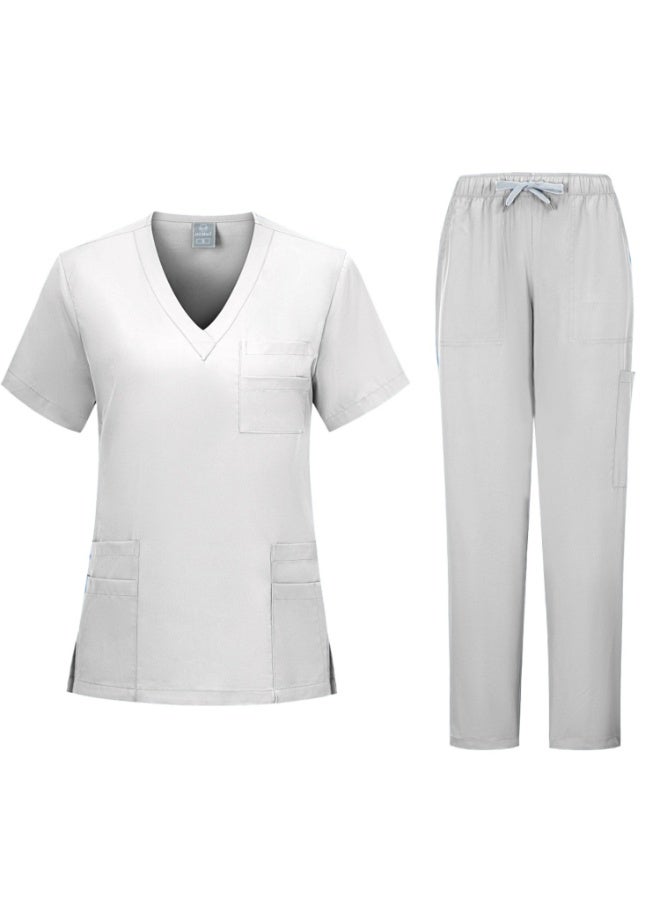 Loquat طقم مآزر طبية للنساء طقم زي طبي أبيض - Image 1