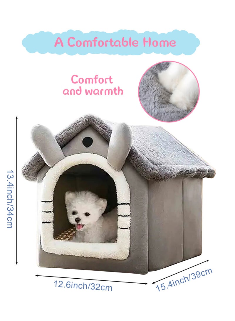 أوربازار سرير قطط على شكل كهف، أسرّة قطط لطيفة على شكل قطط للقطط المنزلية، خيمة منزلية للحيوانات الأليفة مع وسادة قابلة للإزالة للقطط الصغيرة والجراء والكلاب الصغيرة (15.4 × 12.6 × 13.4 بوصة) - Image 2