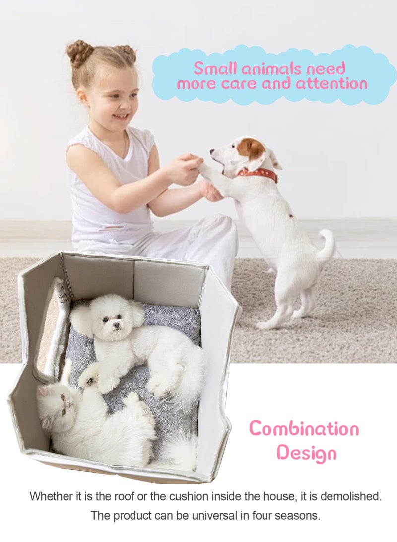 أوربازار سرير قطط على شكل كهف، أسرّة قطط لطيفة على شكل قطط للقطط المنزلية، خيمة منزلية للحيوانات الأليفة مع وسادة قابلة للإزالة للقطط الصغيرة والجراء والكلاب الصغيرة (15.4 × 12.6 × 13.4 بوصة) - Image 5