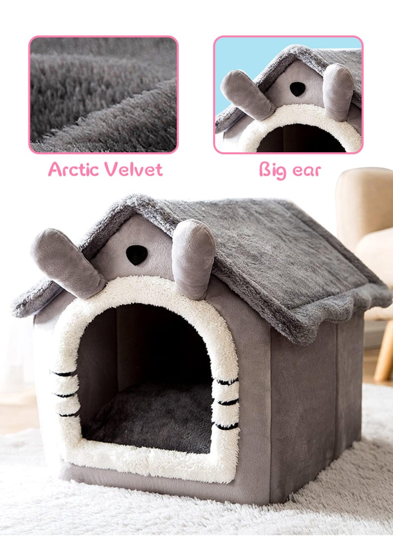 أوربازار سرير قطط على شكل كهف، أسرّة قطط لطيفة على شكل قطط للقطط المنزلية، خيمة منزلية للحيوانات الأليفة مع وسادة قابلة للإزالة للقطط الصغيرة والجراء والكلاب الصغيرة (15.4 × 12.6 × 13.4 بوصة) - Image 3