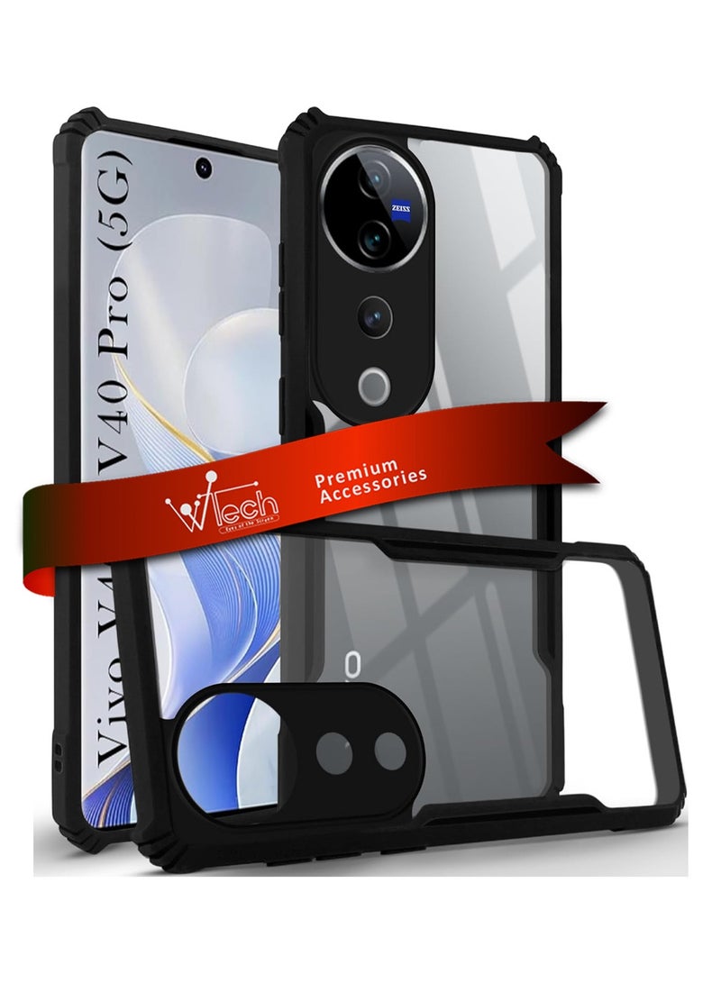 Wtech Vivo V40 / V40 Pro 5G 2024 Hybrid TPU Silicone With Raised Armour Bumpers Slim Case Cover - Black - Image 1