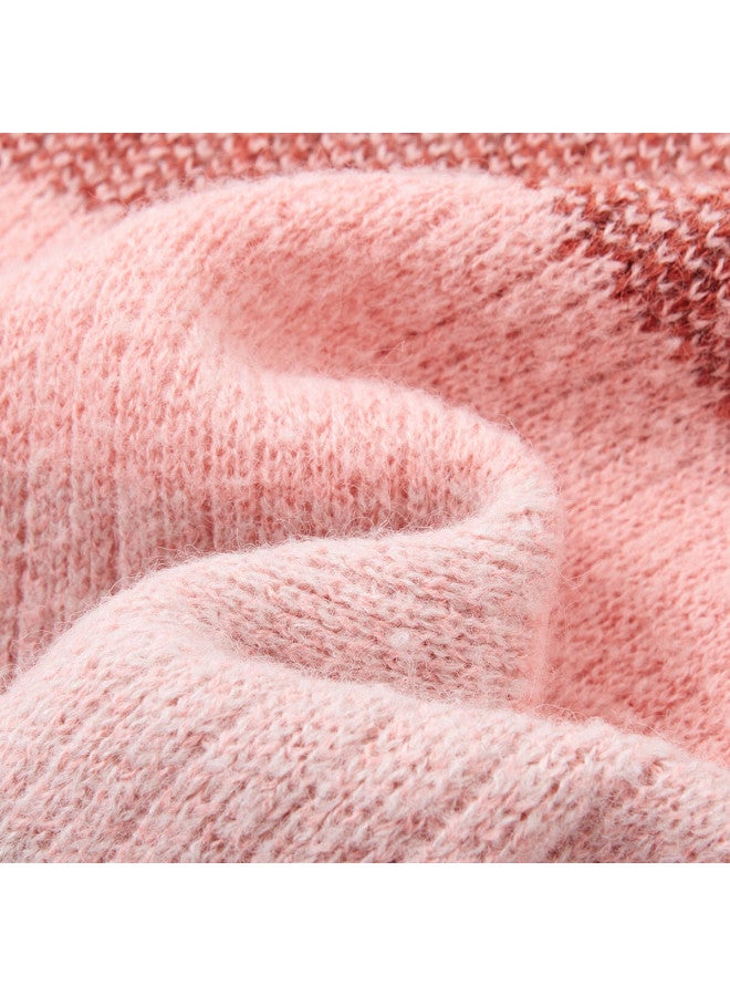 dme Demana Sunset Glow Winter Gradient Colorblock Crewneck Loose Wool Blend Lazy Knit Sweater For Women - Image 5