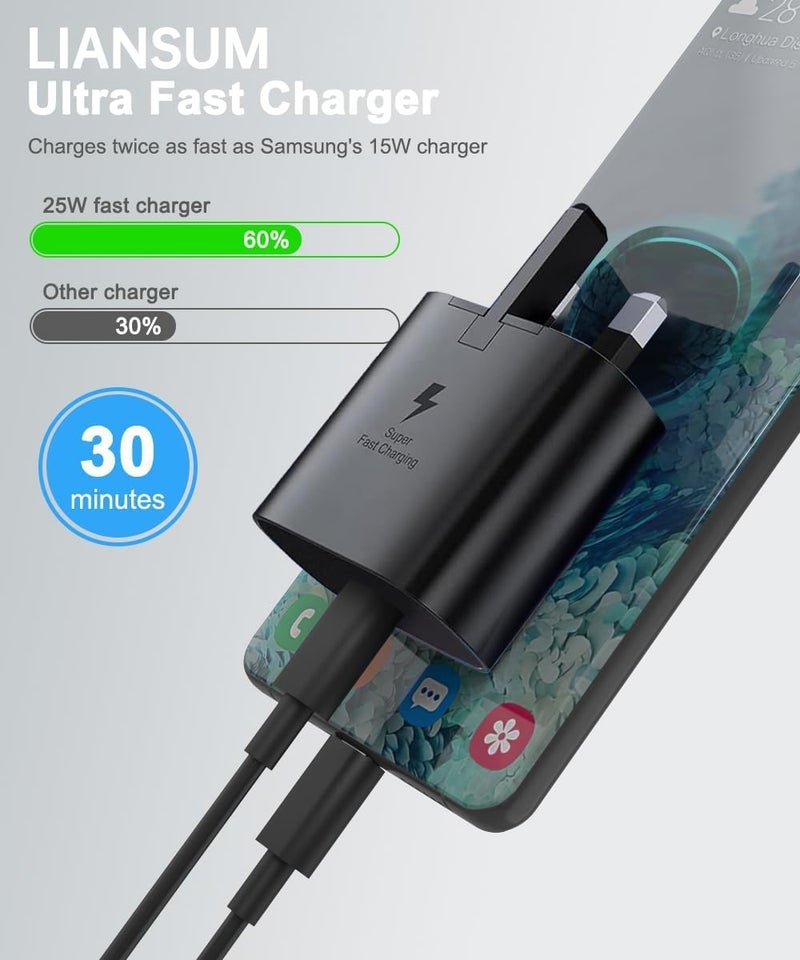 Kueh 25W Type C Charger - Super Fast Charger With USB C Wall Adapter And 1m USB-C to USB-C Cable, Compatible with Samsung Galaxy S Series, Note Series - Image 4