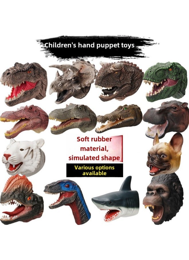 Generic - Dinosaur Puppet Gloves Soft Rubber Triangle Tyrannosaurus Children Simulation Animal Model Shark Shark Arm Head Boy Toy-Color:Raptor Puppet - Image 1