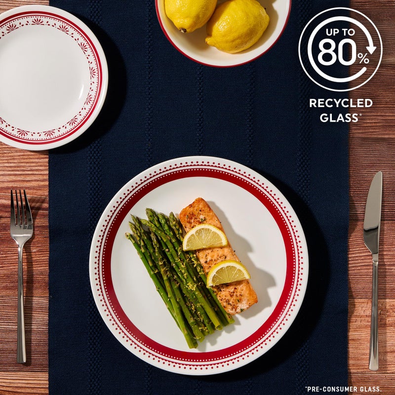 Corelle طقم أدوات المائدة كوريل إيفريداي 18 قطعة خدمة لـ 6 أشخاص متين وصديق للبيئة صحن زجاجي ووعاء بحافة أعلى آمن للاستخدام في الميكروويف وغسالة الصحون - سادي - Image 5