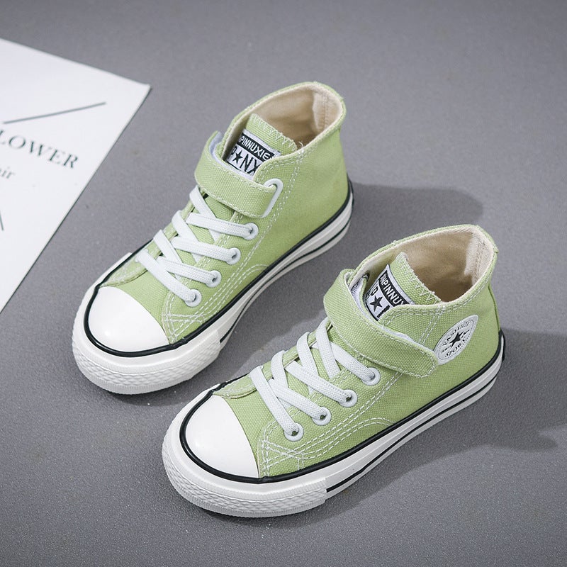 Children's Canvas Shoes, Girls' Shoes, Boys' White Shoes, 2025 Spring and Autum New High-Top Sneakers, Baby Cloth Shoes, Trendy - Image 5