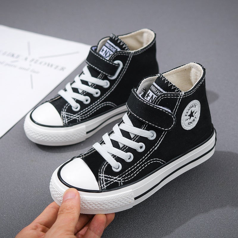 Children's Canvas Shoes, Girls' Shoes, Boys' White Shoes, 2025 Spring and Autum New High-Top Sneakers, Baby Cloth Shoes, Trendy - Image 4