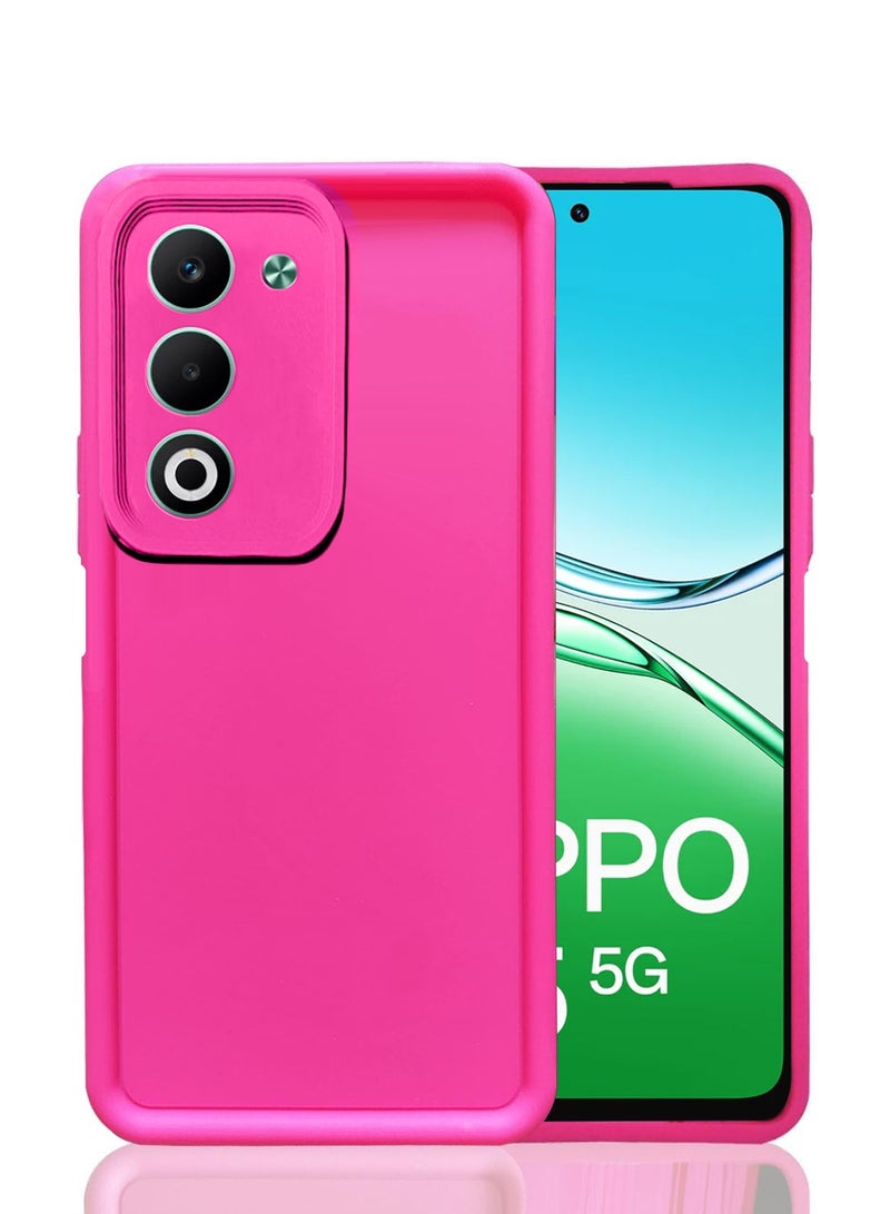 Wtech Oppo A5 5G 2025 Premium Soft Liquid Silicone Full Protective Raised Lips Edges and Camera Case Cover (MCRPSN) - Hot Pink - Image 1