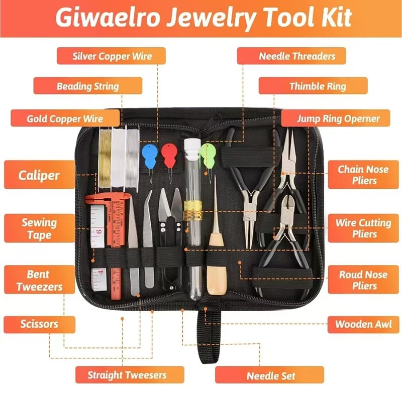 Giwaelro Jewelry Making Kit for Adults, Jewelry Making Supplies with Pliers, Wires, Findings, Necklace Chains, Magnifier and Storage Bag - Image 2