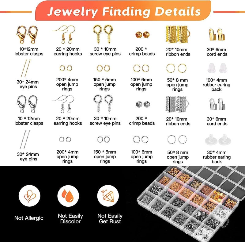 Giwaelro Jewelry Making Kit for Adults, Jewelry Making Supplies with Pliers, Wires, Findings, Necklace Chains, Magnifier and Storage Bag - Image 3