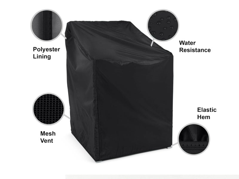 Covermates Classic Outdoor Chair Cover â€“ Heavy-Duty 12-Gauge Vinyl Patio Chair Protector, Weather-Resistant, Elastic Hem, Fits Most Garden & Deck Chairs, 26W x 34D x 35H - Set of 2 - Image 2