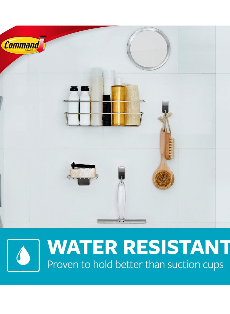 كوماند خطاف صغير من النيكل الساتان للحمام يحمل 450 جرامًا. كل خطاف فضي اللون، شرائط مقاومة للماء، تنظيم الديكور، لا توجد أدوات، يحمل بقوة، بدون ضرر، معلق، 1 خطاف، 2 شريط - Image 3