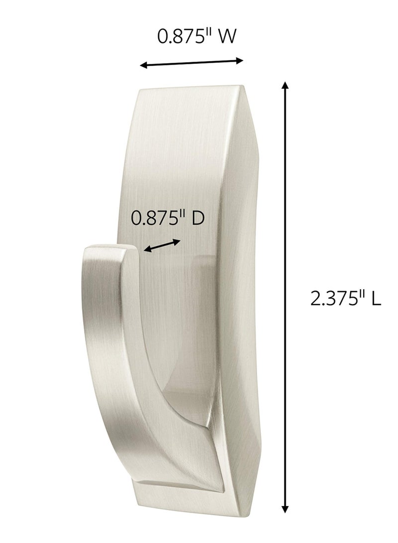 كوماند خطاف صغير من النيكل الساتان للحمام يحمل 450 جرامًا. كل خطاف فضي اللون، شرائط مقاومة للماء، تنظيم الديكور، لا توجد أدوات، يحمل بقوة، بدون ضرر، معلق، 1 خطاف، 2 شريط - Image 2