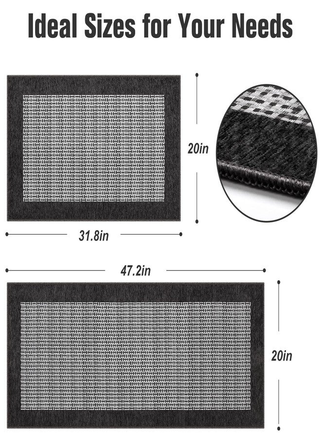StepRite Kitchen Mats for Floor, Non-Slip Kitchen Rugs Set of 2 PCS, Super Absorbent Washable Kitchen Mats with Rubber Backing, Runner Mats for Front of Sink (20"x32"+20"x47" Black) - Image 2