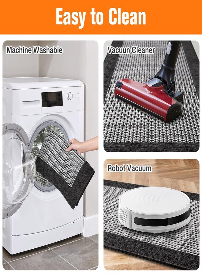 StepRite Kitchen Mats for Floor, Non-Slip Kitchen Rugs Set of 2 PCS, Super Absorbent Washable Kitchen Mats with Rubber Backing, Runner Mats for Front of Sink (20"x32"+20"x47" Black) - Image 5
