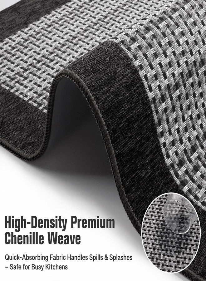 StepRite Kitchen Mats for Floor, Non-Slip Kitchen Rugs Set of 2 PCS, Super Absorbent Washable Kitchen Mats with Rubber Backing, Runner Mats for Front of Sink (20"x32"+20"x47" Black) - Image 3