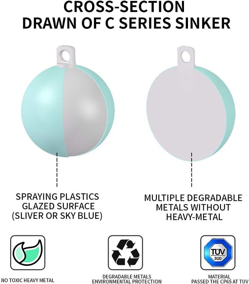 ECOFT Lead Free Fishing Weights Sinkers 20g-200g Coated Egg Sinkers Cannonball Weights Assorted Sizes Bag and Fishing Weights Assortment Box Non-Lead Fishing Weights Saltwater Freshwater - Image 3