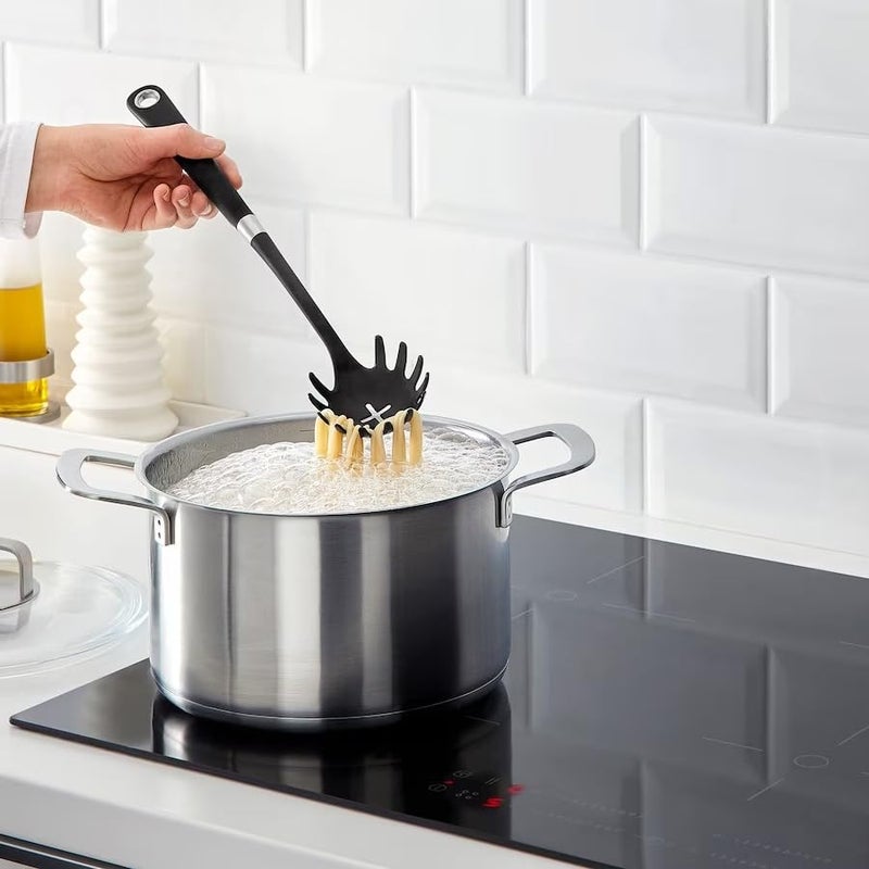 nandati nandati Polyamide Plastic Grey Pasta Server Pasta Spoon Spaghetti Spoon Gentle on NonStick Cookware NonStick Friendly Firm Grip Prevents Sliding Grey 34 cm 13 inches  - Image 2