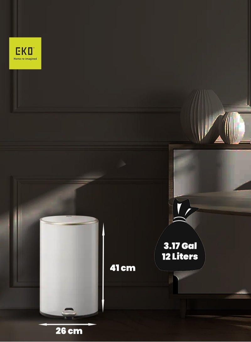 EKO COSMO SERIES | Brushed Matte Finish | Soft-Closing | Fingerprint-Resistant | Round Deluxe Pedal Trash & Garbage Bin | Compact Design Versatile For Tight Spaces | Multiple Sizes | 12 Liters  - Image 3
