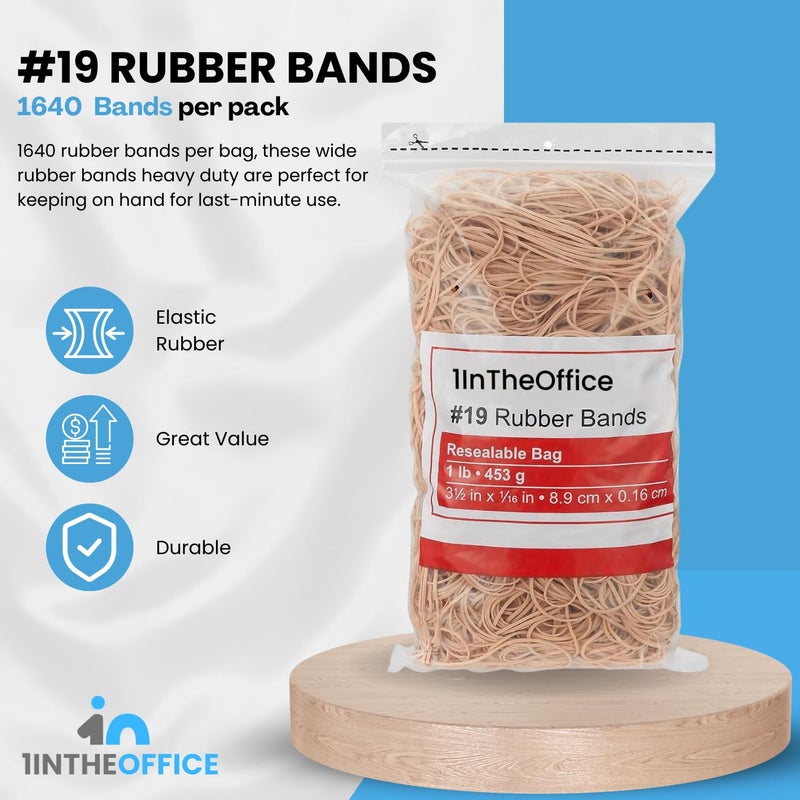 1InTheOffice Rubber Band #19, Heavy Duty Rubber Bands, Beige, Size 19, 1640 Pack - Image 2