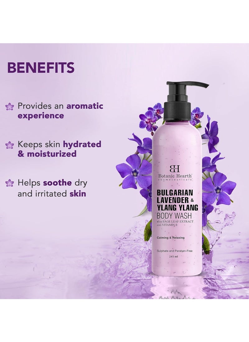 Botanic Hearth Botanic Hearth Bulgarian Lavender and Ylang Ylang Body Wash with Vitamin E Sage Leaf Extracts Calming and Relaxing Sulphate and Paraben Free Shower Gel for Men and Women 245ml  - Image 3