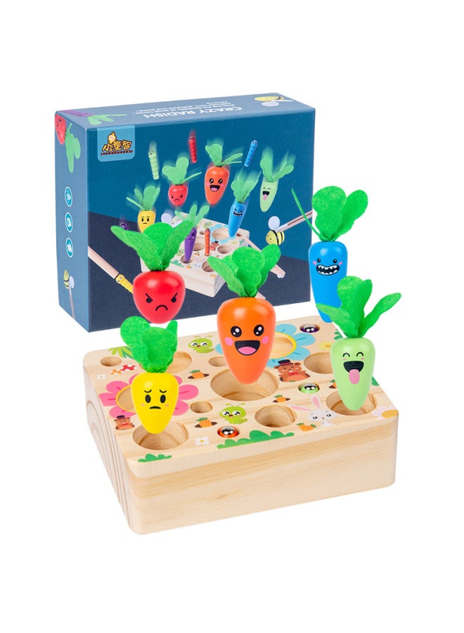 Baby Grasping Training Toys Fine Building Blocks Splicing Radish Catching Insects Puzzle Early Education Boys And Girls 1-2 Years Old-Color:Radish Pulling Fishing Toy - Image 1