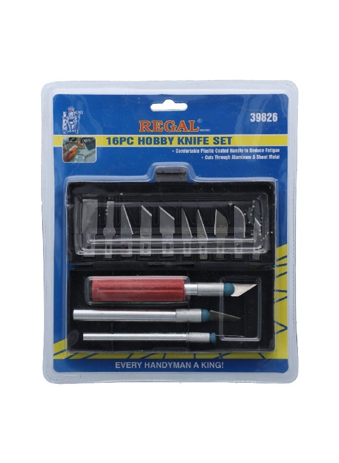 Regal 16-Piece Plastic Coated Ideal Hobby Knife Set Multicolor 61141  - Image 1