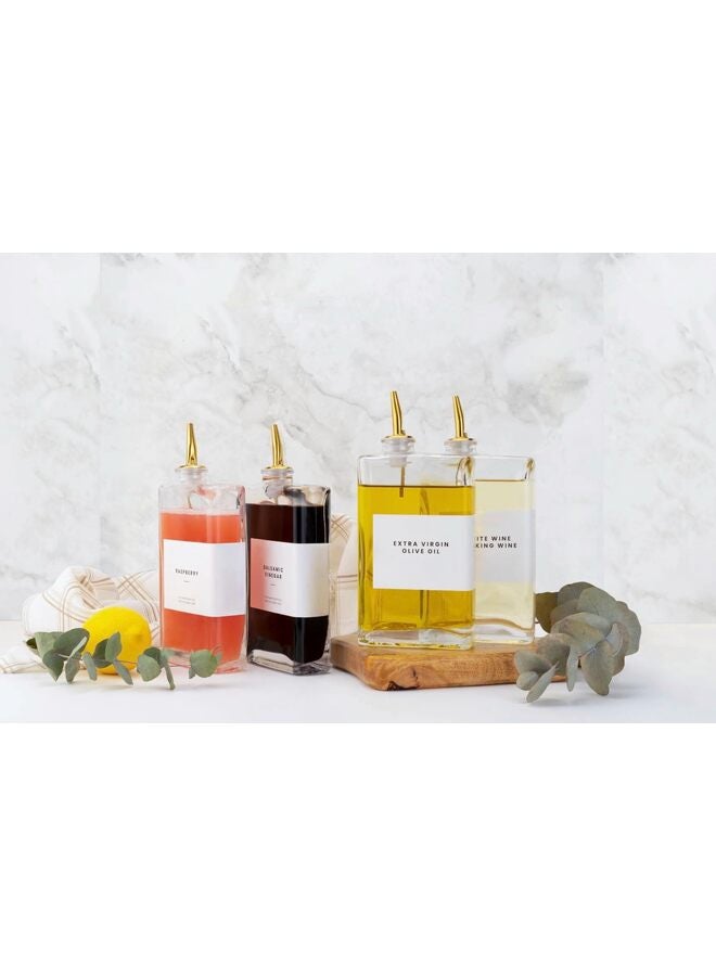 Olive Oil Dispenser Bottle for Kitchen, Automatic Pourer, Glass Thin Bottle Dispenser for Kitchen, Olive Oil Cruet, | Set of 2 - Gold - Image 5