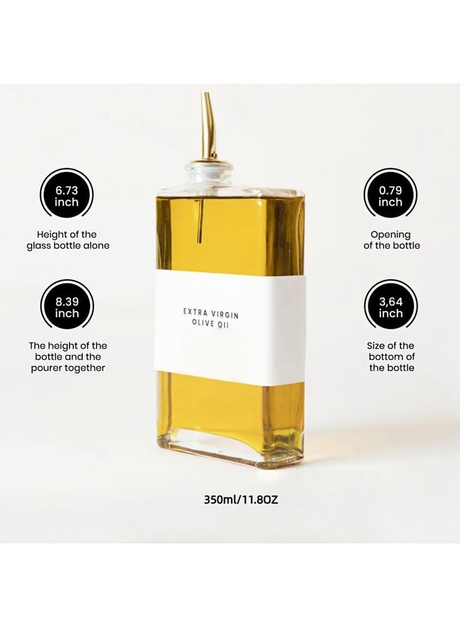 Olive Oil Dispenser Bottle for Kitchen, Automatic Pourer, Glass Thin Bottle Dispenser for Kitchen, Olive Oil Cruet, | Set of 2 - Gold - Image 2