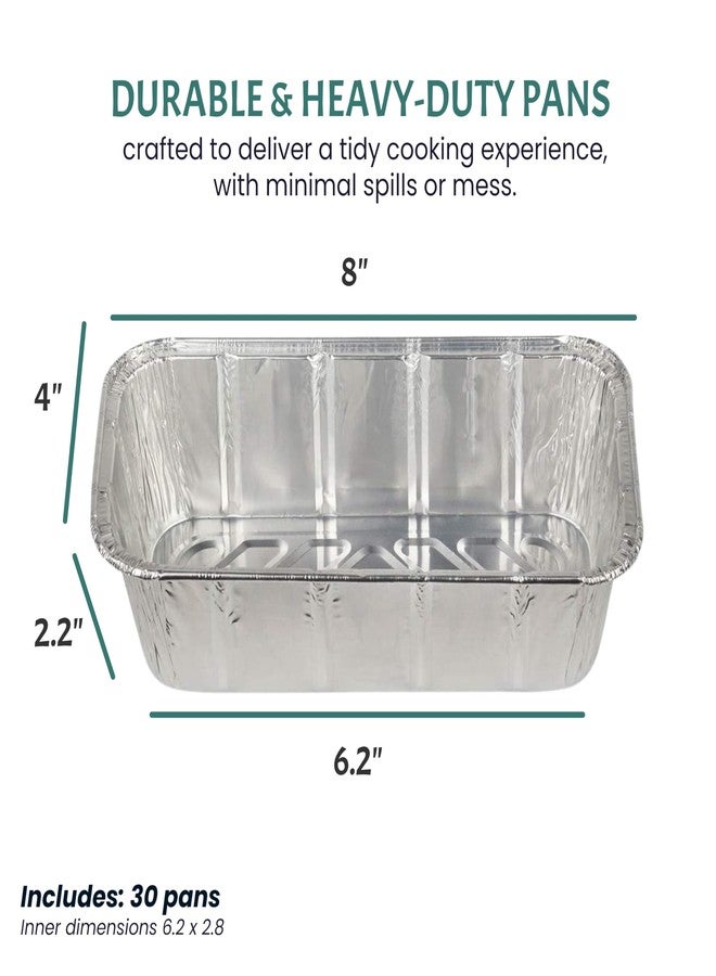FUNSTITUTION Aluminum Foil Pans 8x4 Inches (30 Pack) - Tin Foil Pans with High Heat Conductivity - Disposable Aluminum Tray Cookware For Baking, Grilling, Cooking, Storing, Prepping - Image 4