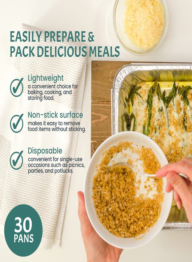 FUNSTITUTION Aluminum Foil Pans 8x4 Inches (30 Pack) - Tin Foil Pans with High Heat Conductivity - Disposable Aluminum Tray Cookware For Baking, Grilling, Cooking, Storing, Prepping - Image 2