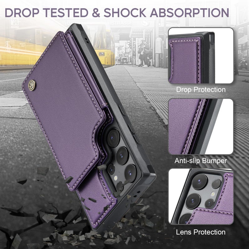 Vinich for Samsung Galaxy S24 Ultra Wallet Case with Card Holder, RFID Blocking Credit Slots Kickstand Shockproof Phone Cover Fit for Galaxy S24 Ultra 6.8" Purple - Image 5