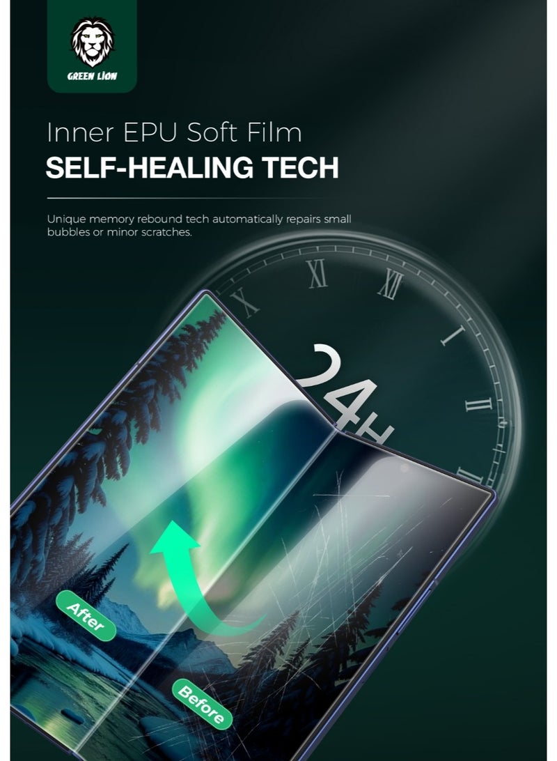 GREEN LION Fold Screen Protection Pack for Z Fold 7 /Anti Peering / Flexible Film / Easy Fingerprint Unlock / Self-Healing Teck - Clear - Image 3