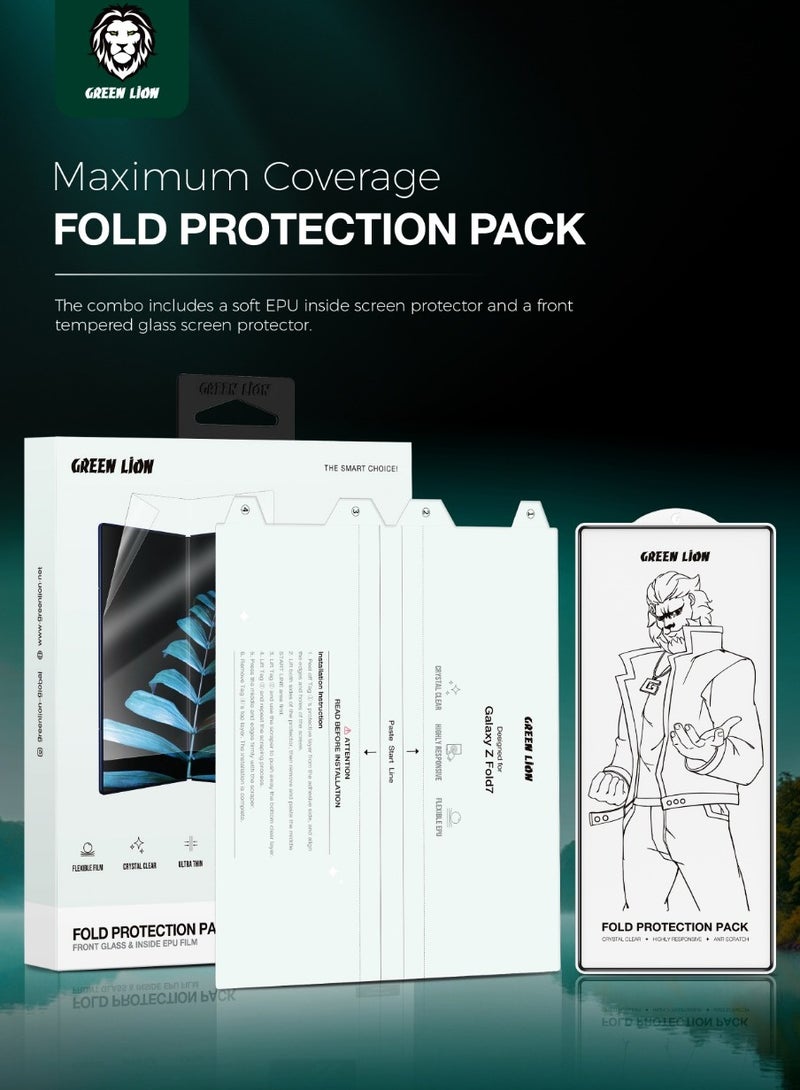 GREEN LION Fold Screen Protection Pack for Z Fold 7 /Anti Peering / Flexible Film / Easy Fingerprint Unlock / Self-Healing Teck - Clear - Image 5