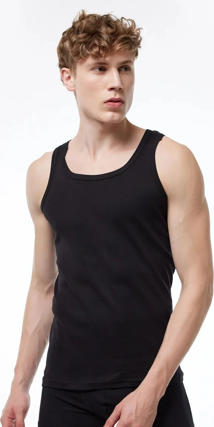 HMD 401X3 Men's 3-pack Modal Thick Strap Undershirt-Black