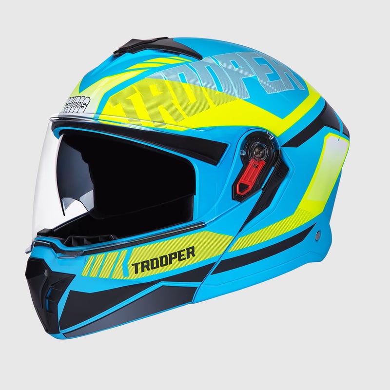 STUDDS Trooper DV D1 ISI and DOT Certified Matt Finish Flip-up Full Face Helmet for Men and Women with Inner Sun Visor (Matt Blue N5 M) - Image 4