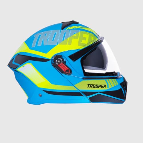 STUDDS Trooper DV D1 ISI and DOT Certified Matt Finish Flip-up Full Face Helmet for Men and Women with Inner Sun Visor (Matt Blue N5 M) - Image 2