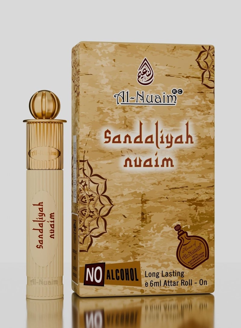 Al Nuaim Sandaliyah Nuaim Attar Roll On Unisex 6ml | Long Lasting Sandalwood Woody Oriental Fragrance Oil | Alcohol Free Premium Pocket Perfume for Men & Women | Daily Wear & Special Occasions Attar - Image 4