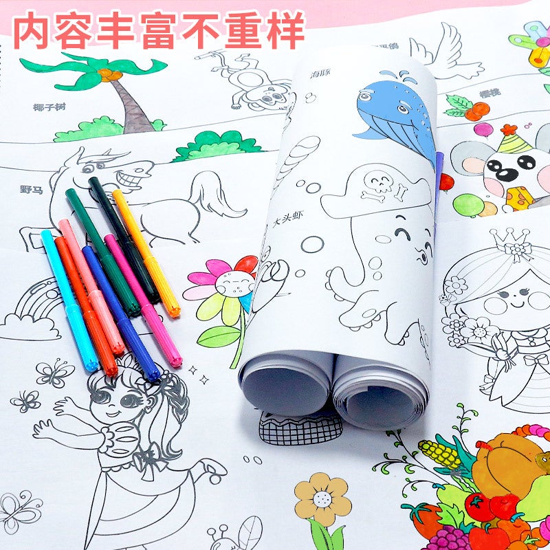 3M Extra-Long Coloring Scroll For Children, Coloring And Doodling Scroll For Kindergarten, Baby'S Handmade Coloring And Doodling Paper - Image 3