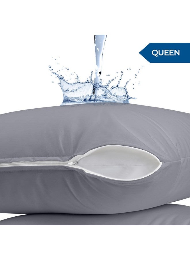 Utopia Bedding Waterproof Pillow Protectors Zippered Queen Size (2 Pack, Gray), Zippered Pillowcases, Bed Bug Proof Pillow Encasement Covers 20 x 28 Inches - Image 2