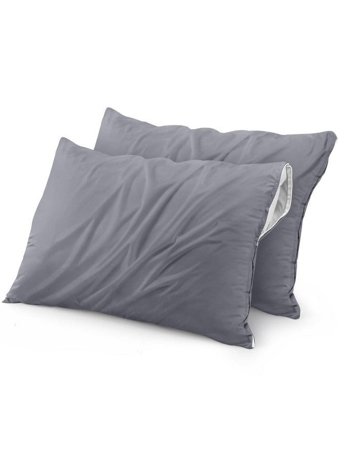 Utopia Bedding Waterproof Pillow Protectors Zippered Queen Size (2 Pack, Gray), Zippered Pillowcases, Bed Bug Proof Pillow Encasement Covers 20 x 28 Inches - Image 1