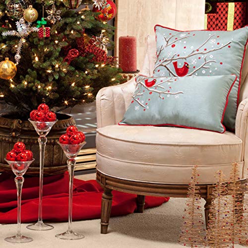 Pillow Perfect Holiday Cardinal on Snowy Branch Lumbar Pillow, 11.5" x 18.5", Blue - Image 4