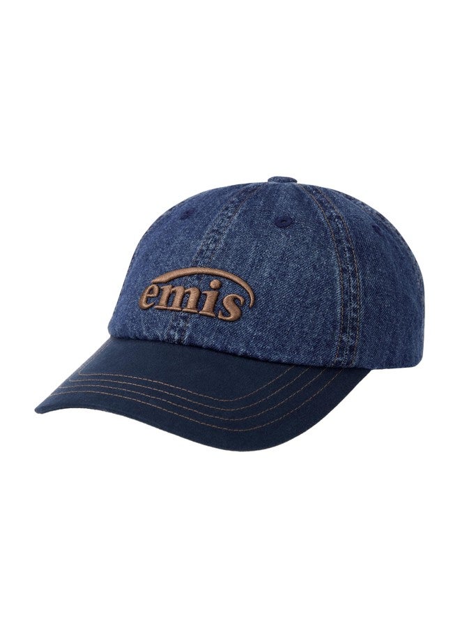 EMIS Washed Denim Baseball Cap Logo Adjustable Unisex Casual Streetwear Hat - Image 2