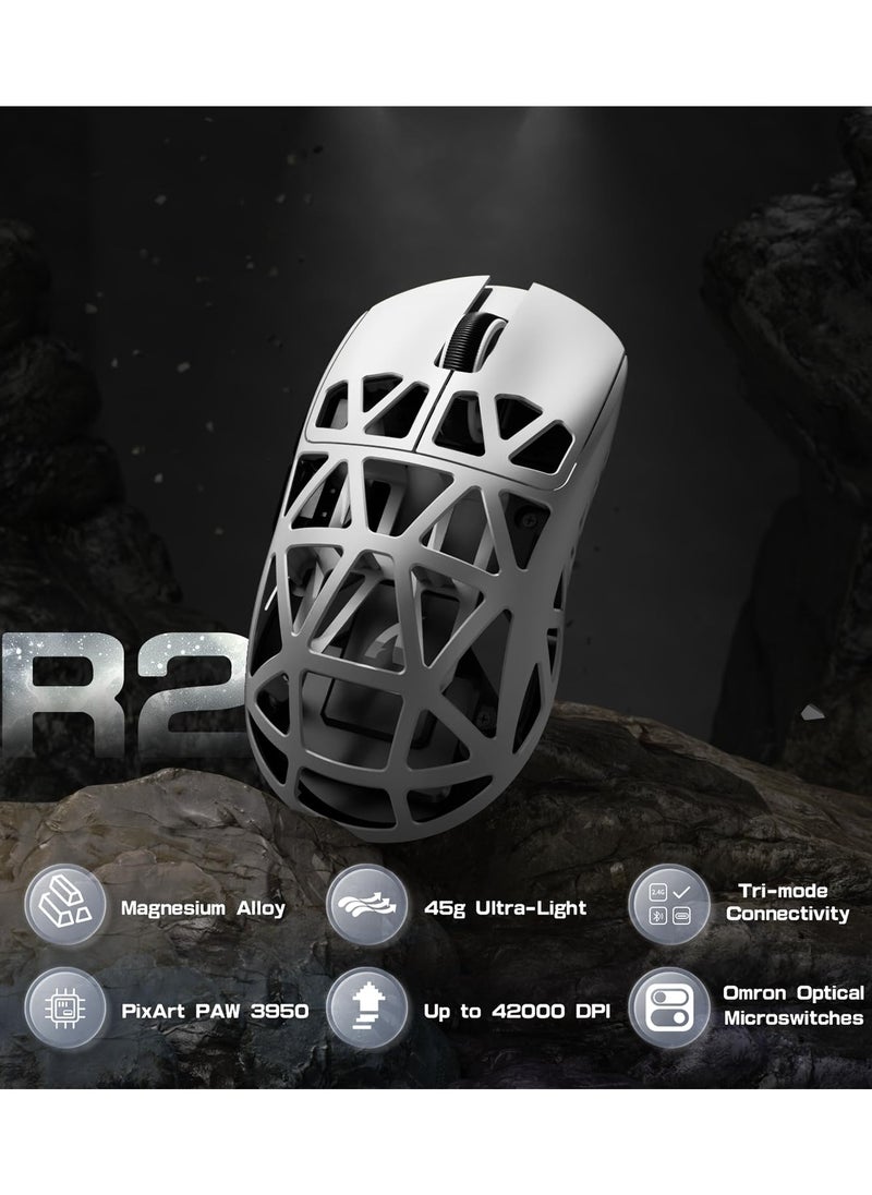 Attack Shark - R2 Wireless Gaming Mouse, Superlight Magnesium Alloy, PAW3950 42000 DPI Optical Sensor, 8000Hz Polling Rate, 2.4G/BT/Wired Programmable Mice for Win Mac Gamer - Image 1