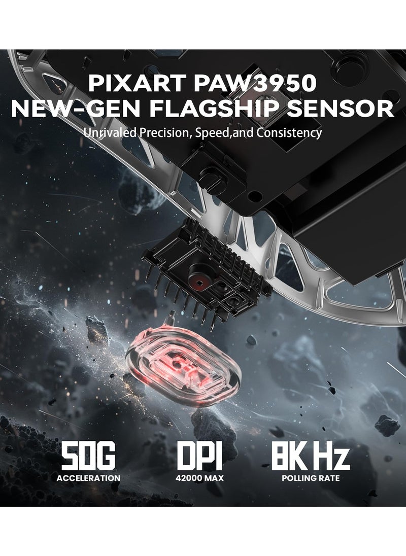 Attack Shark - R2 Wireless Gaming Mouse, Superlight Magnesium Alloy, PAW3950 42000 DPI Optical Sensor, 8000Hz Polling Rate, 2.4G/BT/Wired Programmable Mice for Win Mac Gamer - Image 1