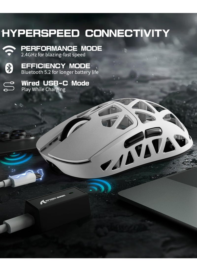 Attack Shark - R2 Wireless Gaming Mouse, Superlight Magnesium Alloy, PAW3950 42000 DPI Optical Sensor, 8000Hz Polling Rate, 2.4G/BT/Wired Programmable Mice for Win Mac Gamer - Image 1