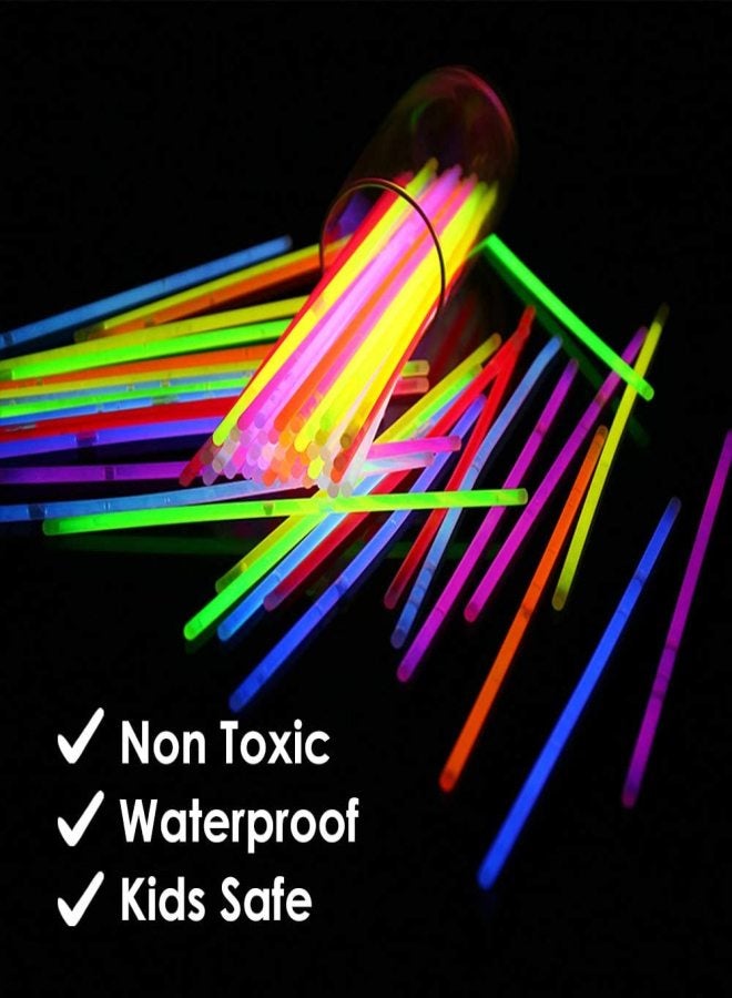 300 Pcs Glow Sticks Bulk Party Supplies - Glow in The Dark Fun Party Favors Pack with Connectors, Neon 8 inch Glowsticks Bracelets and Necklaces - Image 3