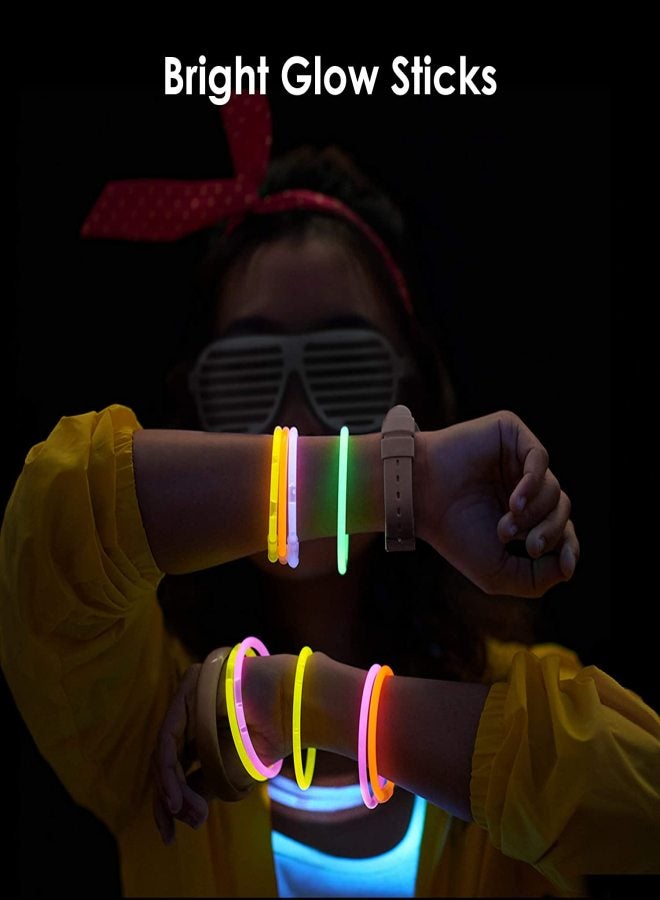 300 Pcs Glow Sticks Bulk Party Supplies - Glow in The Dark Fun Party Favors Pack with Connectors, Neon 8 inch Glowsticks Bracelets and Necklaces - Image 4