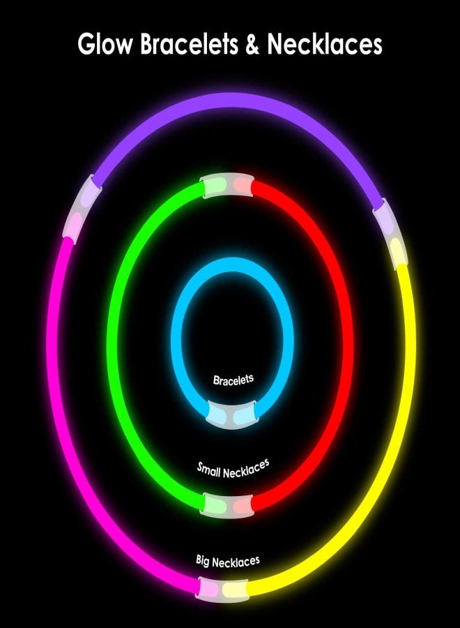 300 Pcs Glow Sticks Bulk Party Supplies - Glow in The Dark Fun Party Favors Pack with Connectors, Neon 8 inch Glowsticks Bracelets and Necklaces - Image 2