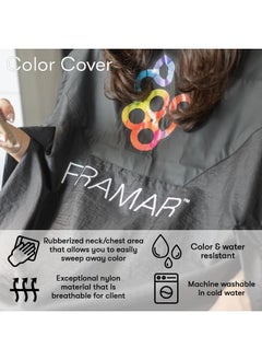 framar FRAMAR Color Cover Salon Cape - Hair Cape with Snap Closure and Rubberized Chest, Cosmetology Supplies and Hair Cutting Cape  - Image 2